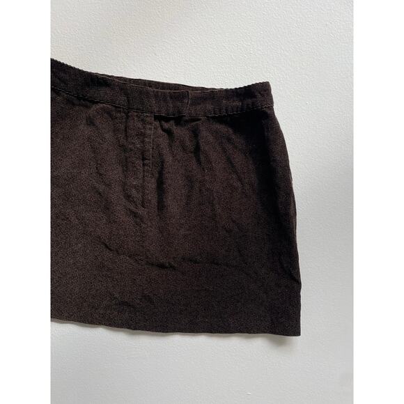 Vintage 90's Brown Woven Cotton Mini Skirt / Sz 9-10 / EXPRESS / Minimal Grunge - Picture 6 of 7
